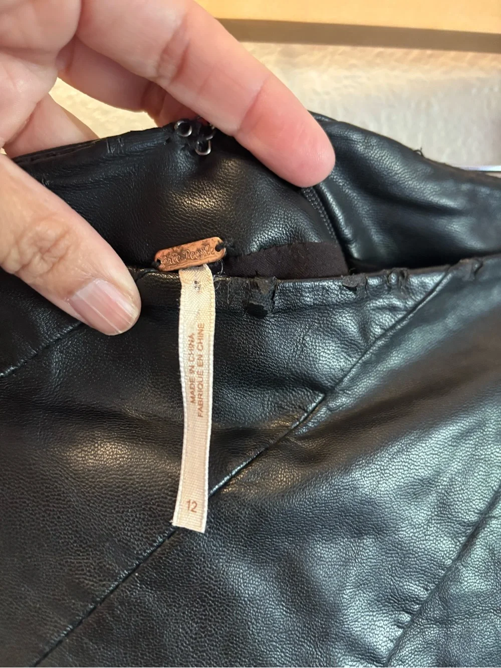 Free People Black Faux Leather Circle Skirt